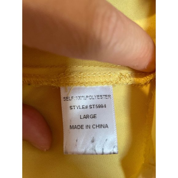 Sugarmint Womens Large Yellow Button Up Blouse V-Neck Long Sleeve Career Wear - Picture 6 of 8